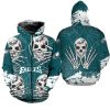 Philadelphia Eagles Halloween Skull Zip Up Hoodie