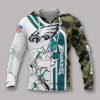 Philadelphia Eagles White Green Camo Zip Up Hoodie
