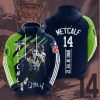 Seattle Seahawks DK Metcalf Navy Green Stripes Pullover Hoodie