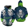 Seattle Seahawks Halloween Skull Pullover Hoodie