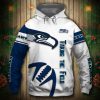 Seattle Seahawks White Navy Pullover Hoodie V2
