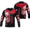 Tampa Bay Buccaneers Black Red Skull Flowers Zip Up Hoodie