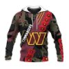 Washington Commanders Red Flower Brown Camo Zip Up Hoodie