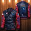 Kansas City Royals Navy Blue Red Leather Bomber Jacket