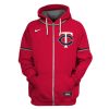 Minnesota Twins Custom Name Number Red Zip Up Hoodie