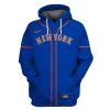 New York Mets Custom Name Number Blue Pullover Hoodie