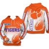 Clemson Tigers Orange White Pullover Hoodie