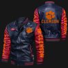 Clemson Tigers Navy Red Leather Bomber Jacket