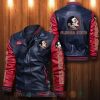 Florida State Seminoles Navy Red Leather Bomber Jacket