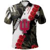 Indiana Hoosiers Red Flowers White Polo Shirt
