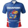 Kansas Jayhawks Blue Basketball Champions Polo Shirt