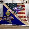 Kansas State Wildcats American Flag Mascot Fleece Blanket