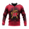 Maryland Terrapins Custom Text Number Red Zip Up Hoodie V16