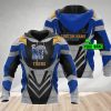 Memphis Tigers Custom Name Blue Gray Metal Armor Pullover Hoodie