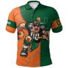 Miami Hurricanes Custom Number Orange Green Polo Shirt