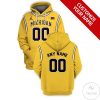 Michigan State Spartans Custom Name Number Yellow Pullover Hoodie