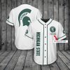 Michigan State Spartans Custom Name White Baseball Jersey