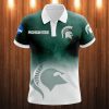 Michigan State Spartans Green White Logo Polo Shirt