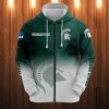 Michigan State Spartans Green White Logo Zip Up Hoodie