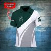 Michigan State Spartans Custom Name Green White Polo Shirt