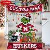 Nebraska Cornhuskers Grinc Christmas Light Quilt Blanket