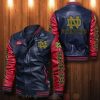 Notre Dame Fighting Irish Navy Red Leather Bomber Jacket