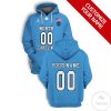 North Carolina Tar Heels Custom Name Number Blue Pullover Hoodie