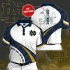 Notre Dame Fighting Irish Custom Name White Blue Polo Shirt