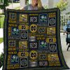 Notre Dame Fighting Irish Gold Blue Quilt Blanket V2