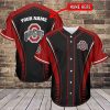 Ohio State Buckeyes Custom Name Black Red Baseball Jersey
