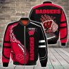 Wisconsin Badgers Custom Name Flame Ball Bomber Jacket
