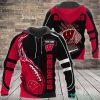 Wisconsin Badgers Custom Name Flame Ball Zip Up Hoodie