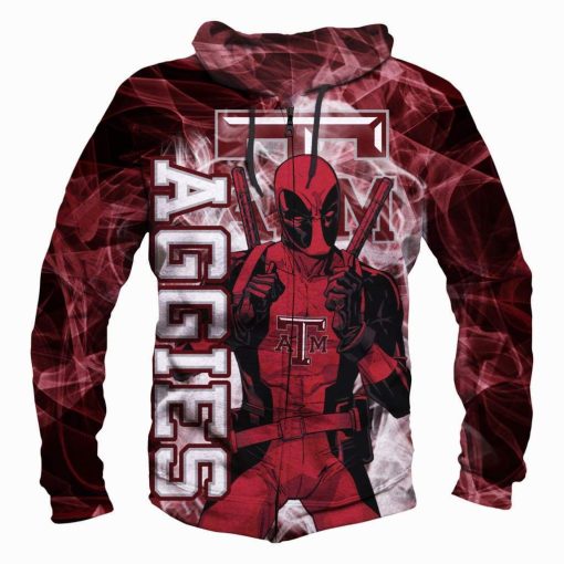 Texas A&M Aggies Deadpool Zip Up Hoodie