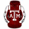 Texas A&M Aggies Maroon White Zip Up Hoodie
