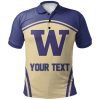 Washington Huskies Custom Text Number Purple Gold Polo Shirt V6