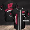 Wisconsin Badgers Custom Name Black Baseball Jersey