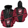 Wisconsin Badgers Red Black Zip Up Hoodie