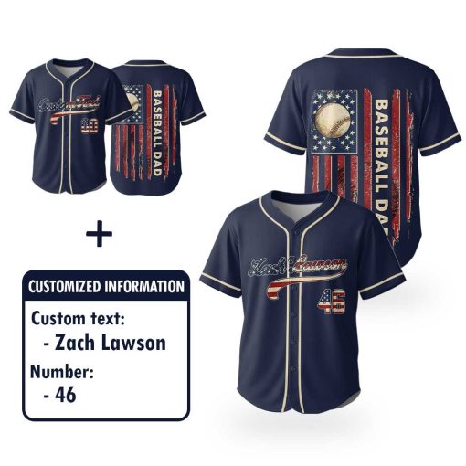 Baseball Dad – Custom Text Number Baseball Jersey