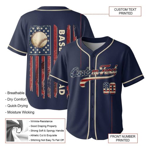 Baseball Dad – Custom Text Number Baseball Jersey