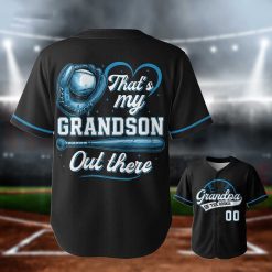 Grandpa Of The Rookie That’s My Grandson Out There – Custom Number Black Baseball Jersey