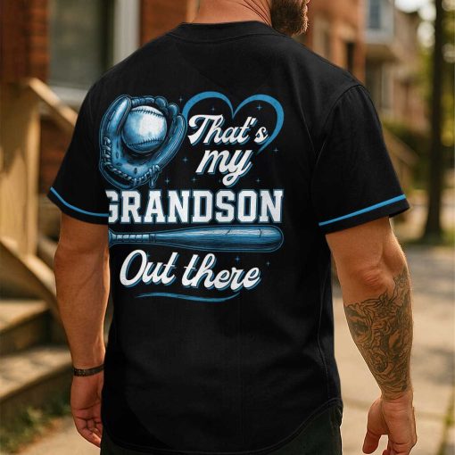 Grandpa Of The Rookie That’s My Grandson Out There – Custom Number Black Baseball Jersey