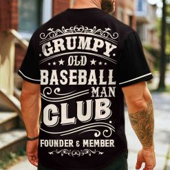 Grumpy Old Baseball Man Club – Custom Text Number Baseball Jersey