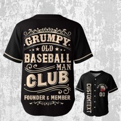 Grumpy Old Baseball Man Club – Custom Text Number Baseball Jersey