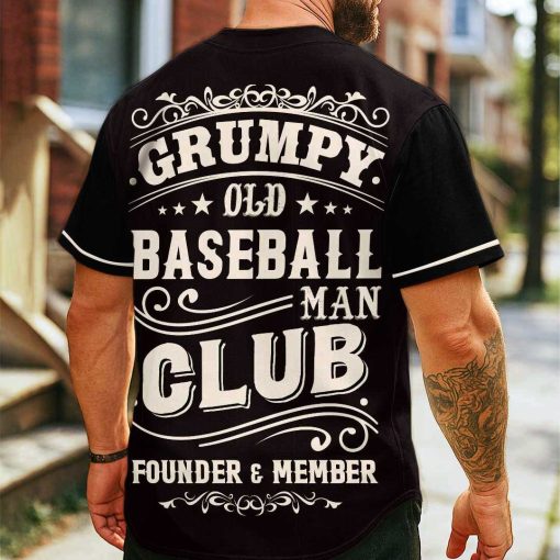 Grumpy Old Baseball Man Club – Custom Text Number Baseball Jersey