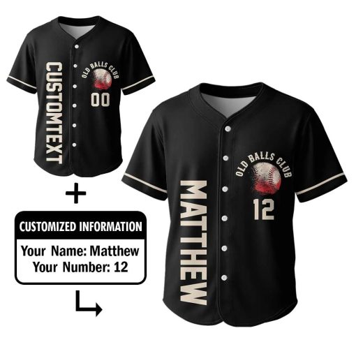 Grumpy Old Baseball Man Club – Custom Text Number Baseball Jersey