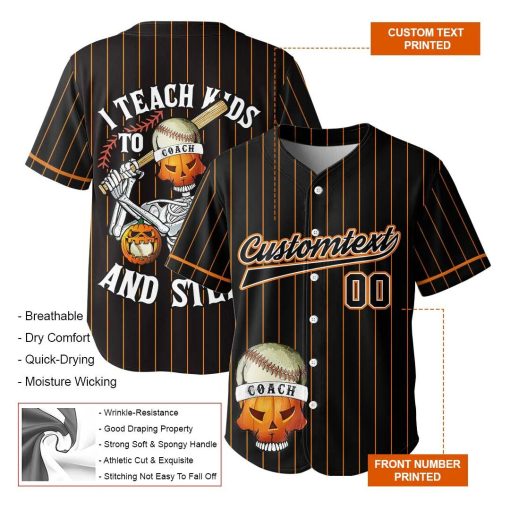 I Teach Kids To Hit And Steal – Custom Text Number Baseball Jersey