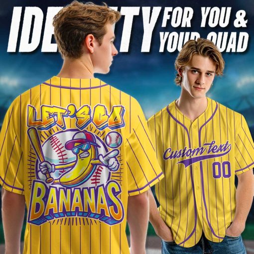 Let’s Go Bannanas – Custom Text Number Baseball Jersey