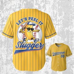 Let’s Peel It Slugger – Custom Text Number Yellow Baseball Jersey