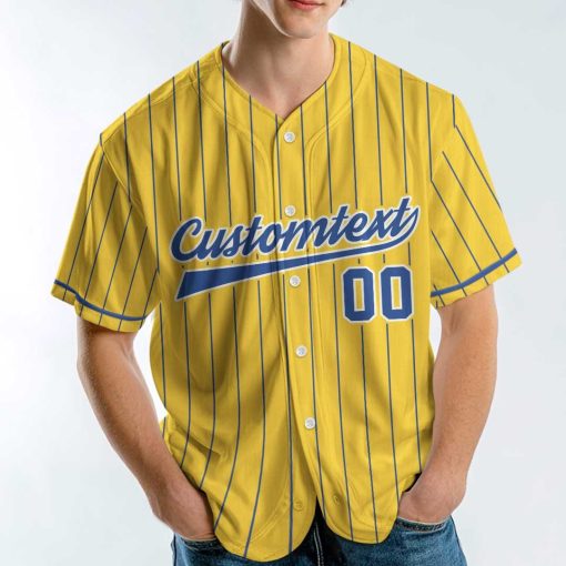 Let’s Peel It Slugger – Custom Text Number Yellow Baseball Jersey