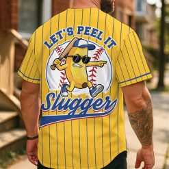 Let’s Peel It Slugger – Custom Text Number Yellow Baseball Jersey